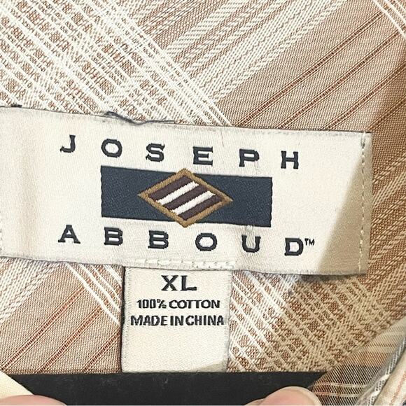 Joseph Abboud Cotton Plaid Collared Long Sleeve Button Down Shirt Brown XL - Picture 8 of 13